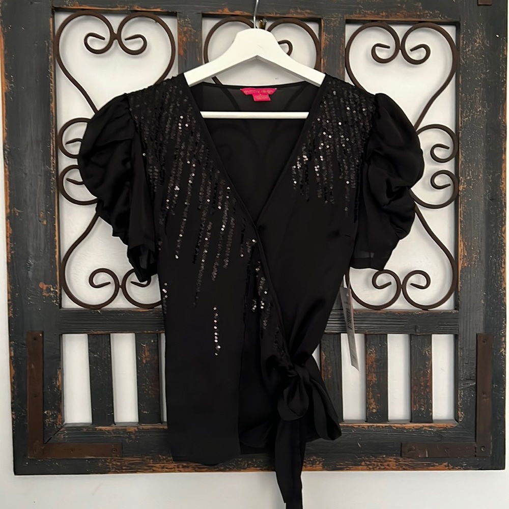 Wrap tie dress blouse